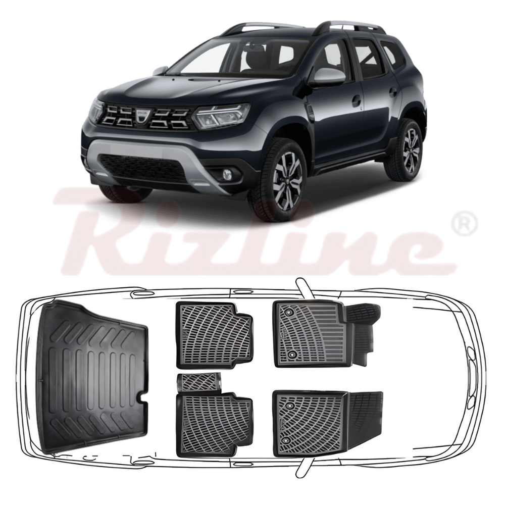 Complete set Rizline Dacia Duster 2018–2022 4x2 Prestige – Front, rear mats and trunk tray