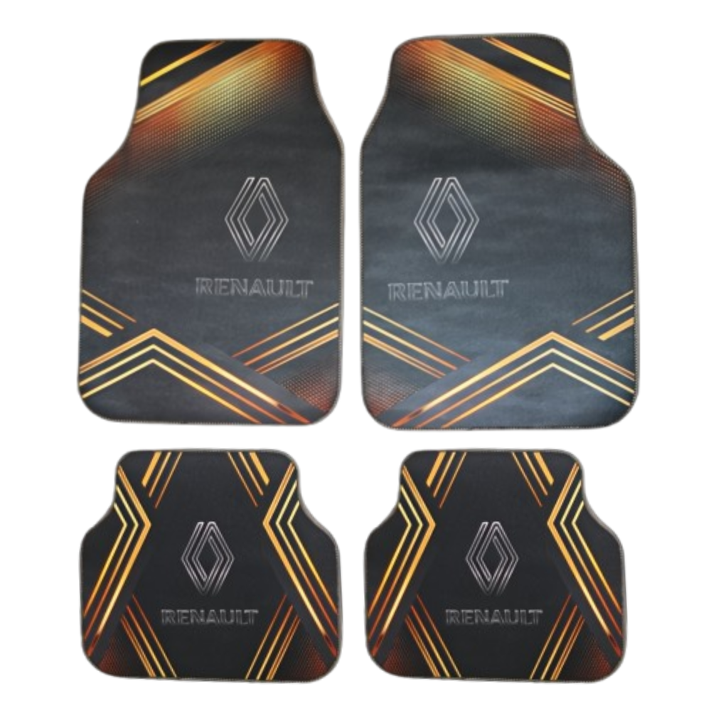 Set complet covorase auto universale Renault – Fata si spate – Design negru-portocaliu cu logo