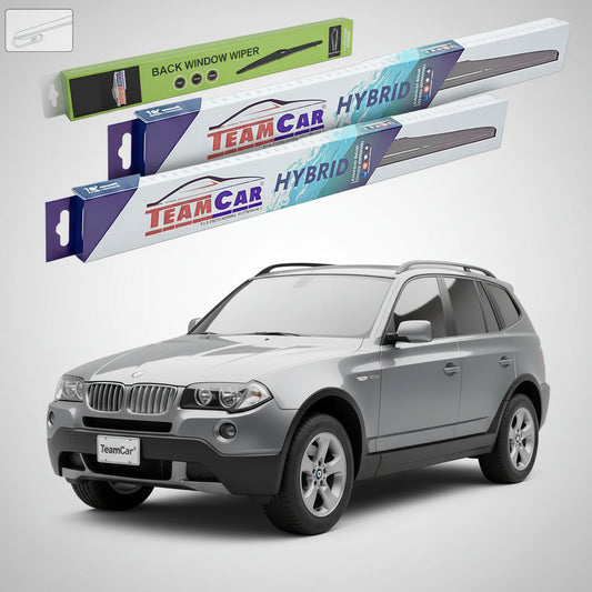 Ștergătoare TeamCar® pentru BMW X3 (E83) 2004–2010 – Set Față și Spate Hibrid