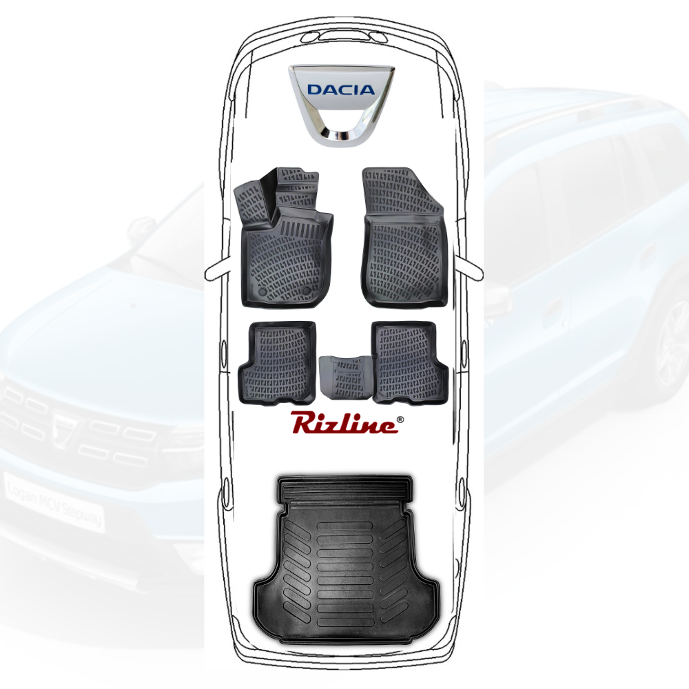 Covorase auto tip tavita Rizline 3D – Dacia Logan 2 MCV (2013–2024) – Set fata, spate, portbagaj