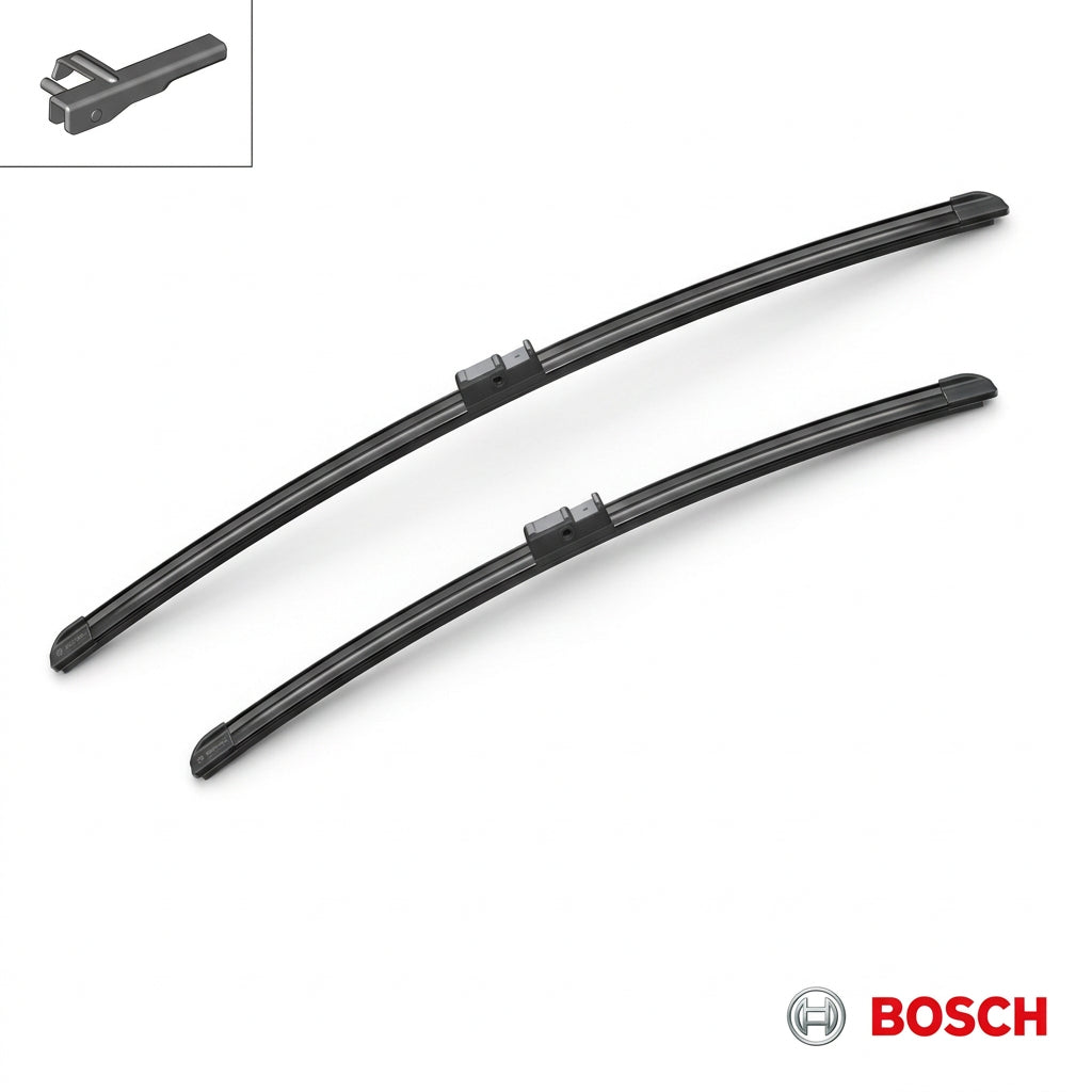 Set două lamele Bosch Aerotwin A970S și ilustrație a brațului