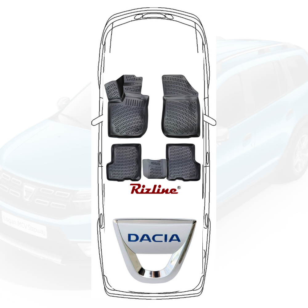 Covorase auto tip tavita Rizline 3D – Dacia Logan 2 MCV (2013–2024) – Set fata + spate