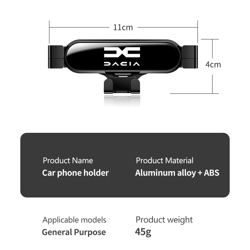Suport Telefon Auto Gravity pentru Ventilație, Compatibil Dacia Duster, Logan, Sandero, Lodgy, Dokker, Stepway, Spring