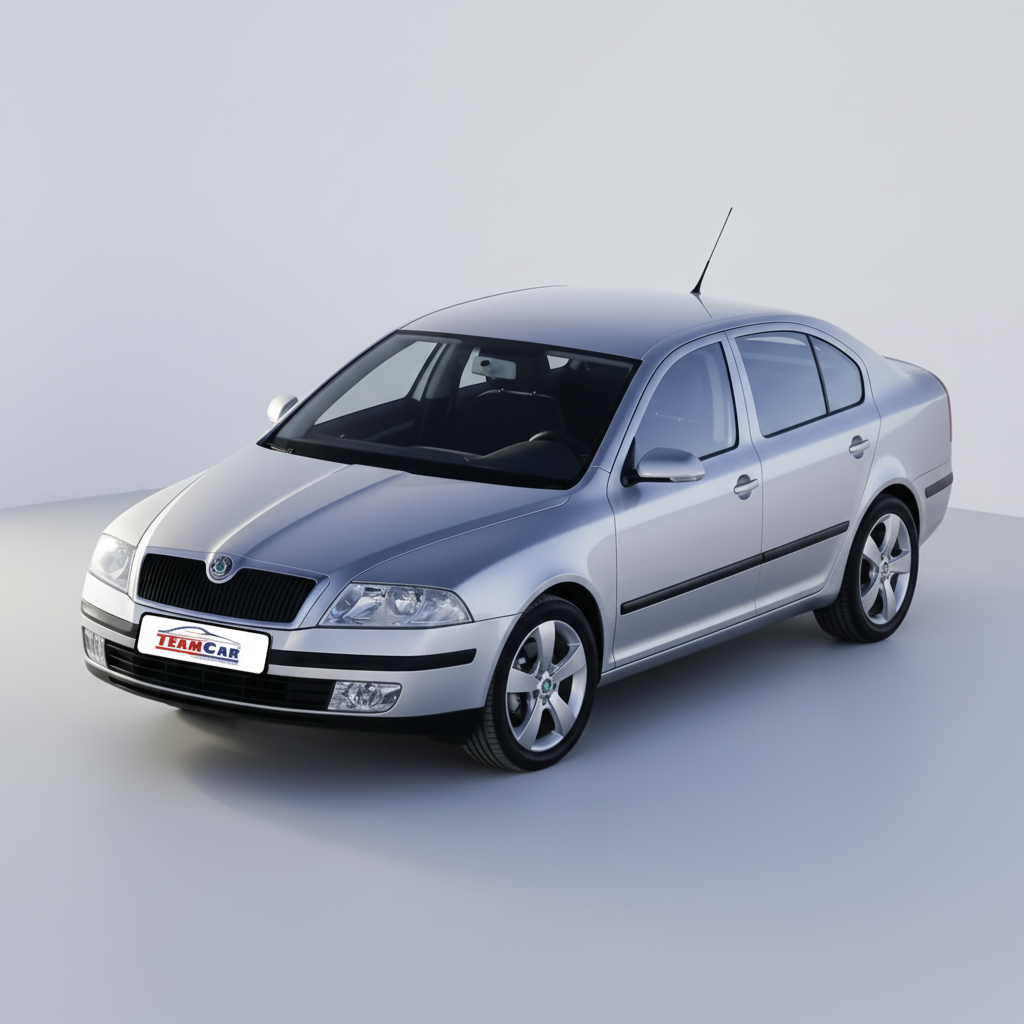 Silver Skoda Octavia II Hatchback (2004–2009) on a white background