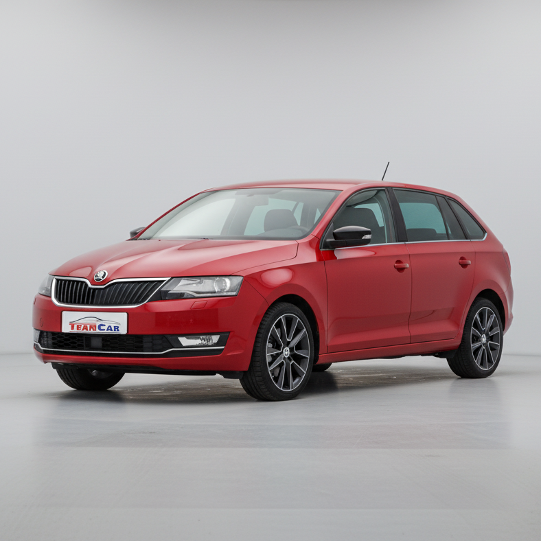 Red Skoda Rapid/Spaceback car on a white background