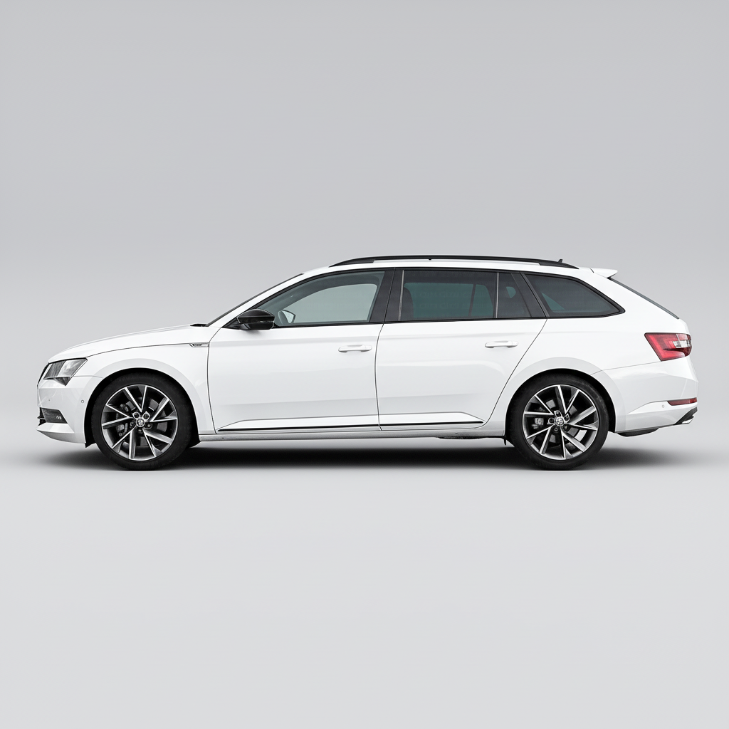 White Skoda Superb III Estate (2015–2023) on a transparent background