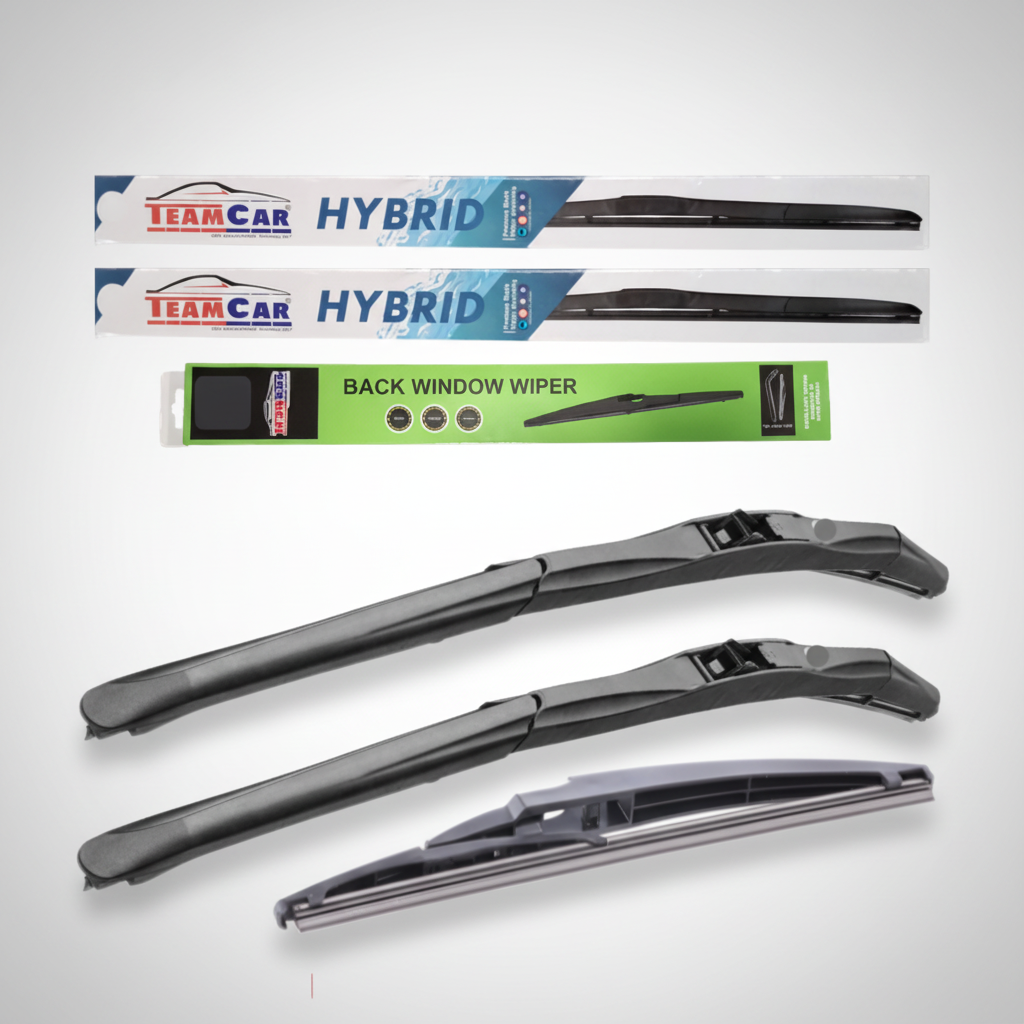 set complet de ștergătoare hibrid plus ștergător lunetă teamcar