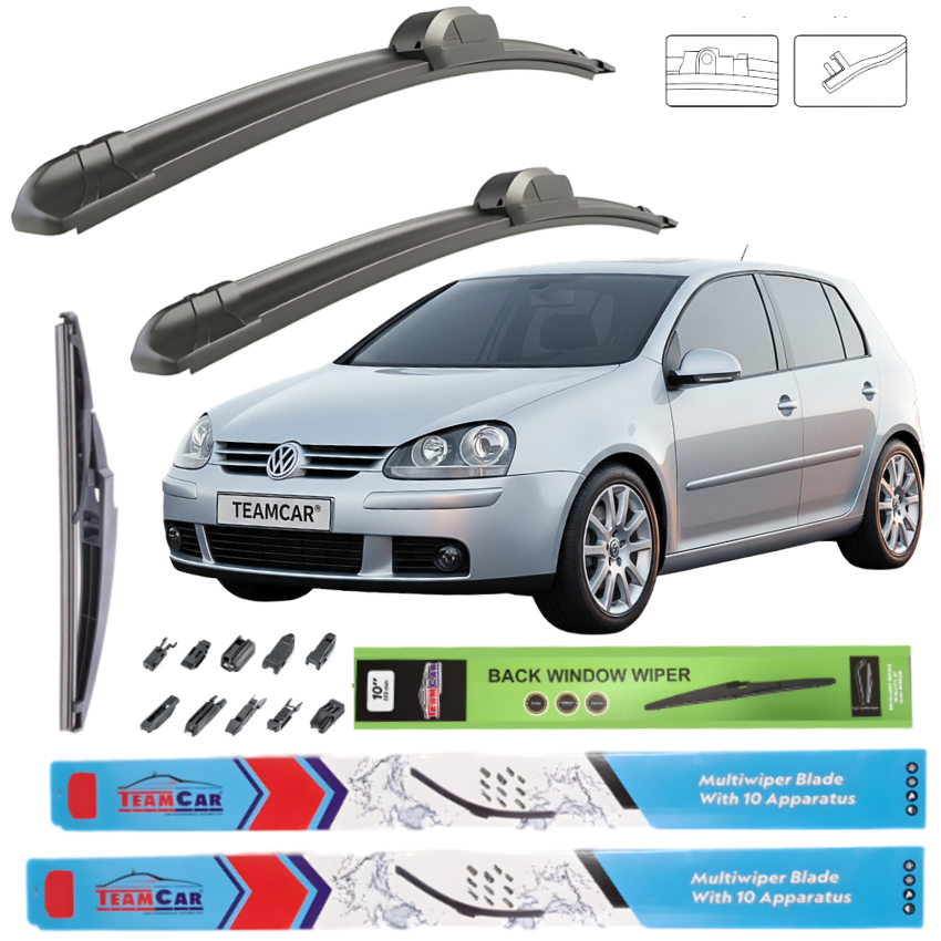 Covorase auto tip tavita dedicate pentru Ștergătoare Volkswagen Golf V 3 uși (2003–2005) TeamCar® – Set Complet - cauciuc antiderapant, usor de curatat