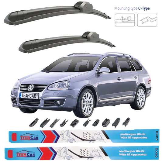 Covorase auto tip tavita dedicate pentru Ștergătoare Volkswagen Golf 5 Variant (2007–2009) TeamCar® – Set Complet - cauciuc antiderapant, usor de curatat