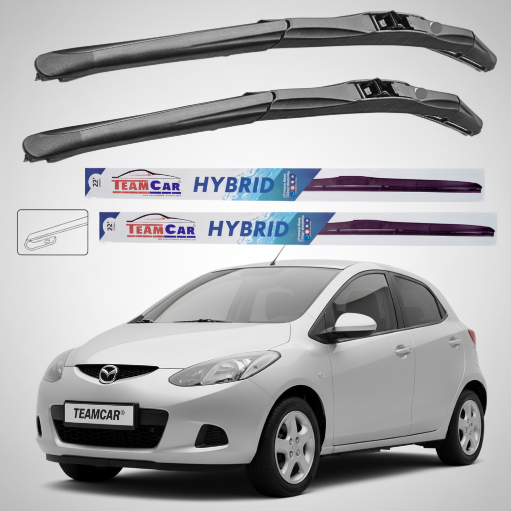 Ștergătoare Mazda 2 DE 2007-2010 5 uși | Set Față Hibrid – TeamCar®