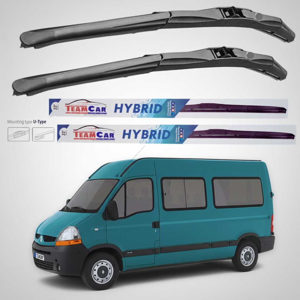 Ștergătoare Renault Master Bus L2H2 (2003–2006) Hibrid | Set față – TeamCar®