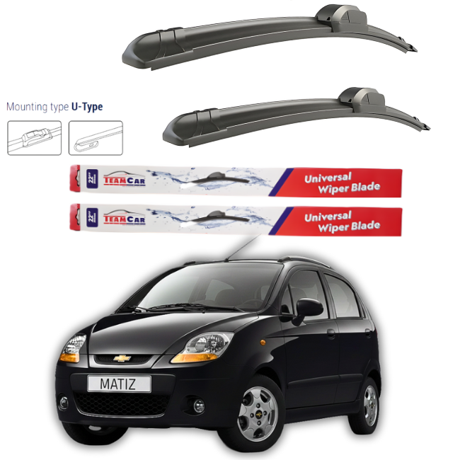 Wipers Chevrolet Matiz (M200, M250) 2005-2010 – Flat front set