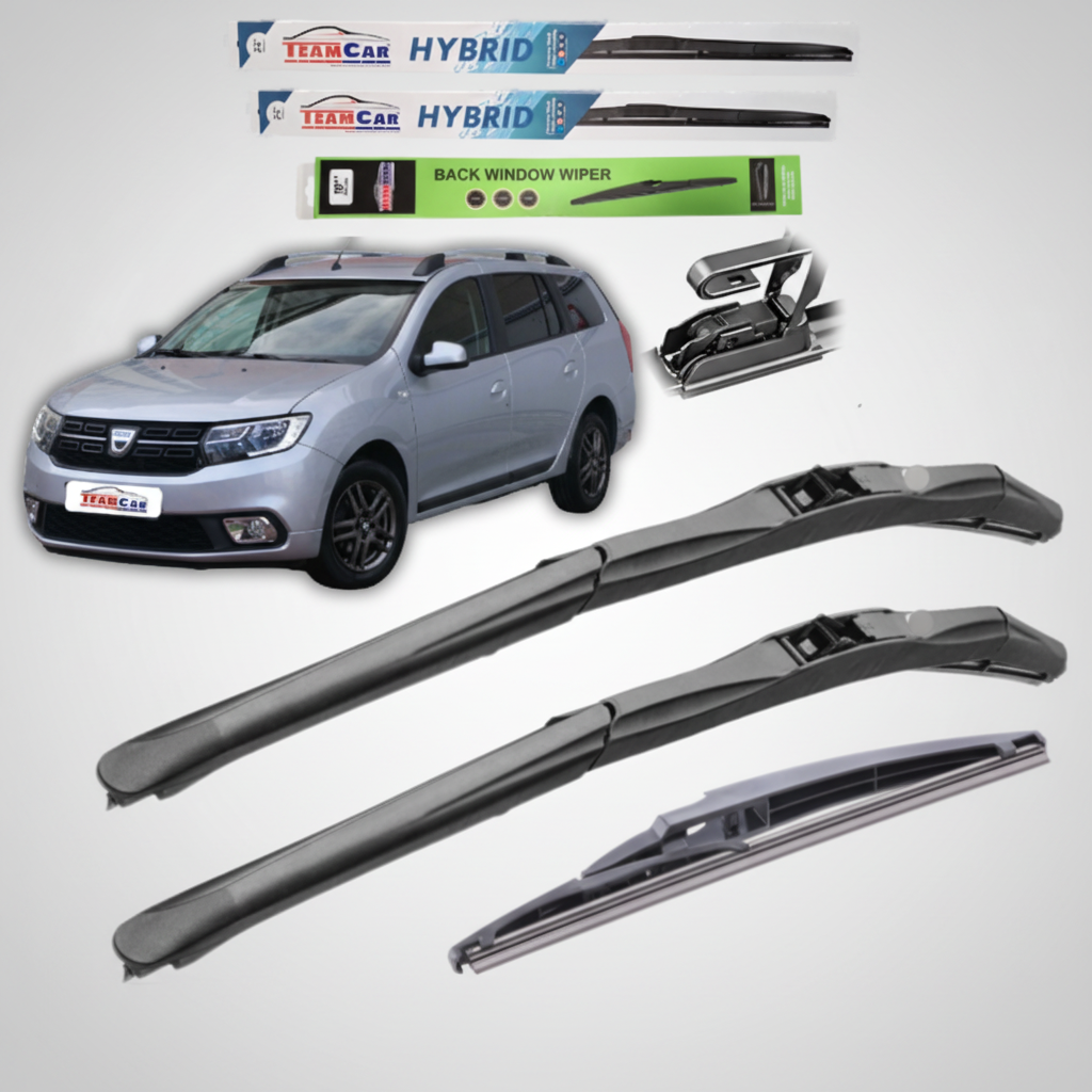 Car wipers with a Dacia Logan MCV II / Break (2013–2020) on a white background
