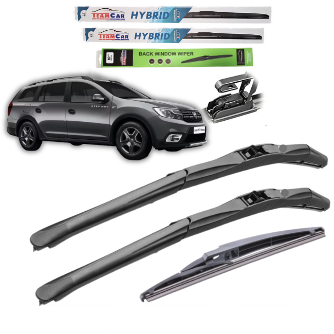 Car wipers with a Dacia Logan MCV Stepway (2017–2020) in the background on a white background