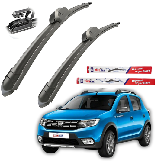 Covorase auto tip tavita dedicate pentru Ștergătoare Dacia Sandero II Stepway (2015–2020) TeamCar® – Set față - cauciuc antiderapant, usor de curatat