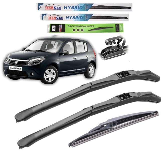 Wipers Dacia Sandero I (2008–2012) TeamCar® – Complete Hybrid Set