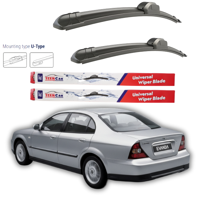 Wipers Daewoo Evanda 2003-2005 – Flat front set