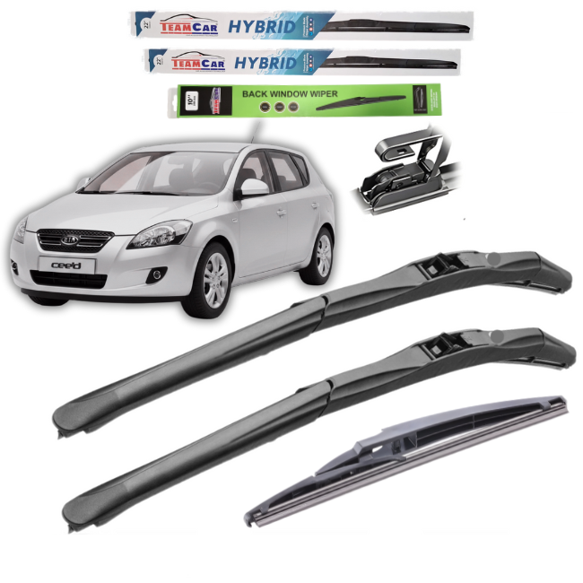Car wipers with a Kia cee’d I 2006-2009 on a white background
