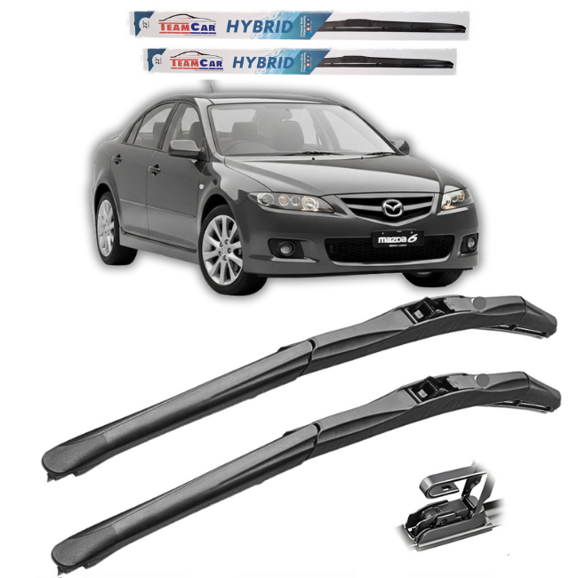 Car wipers with a Mazda 6 GG (2002–2008) in the background