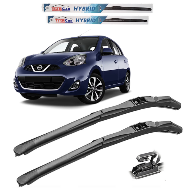 Ștergătoare Nissan Micra K13 (2010–2016) TeamCar® – Set față Hybrid