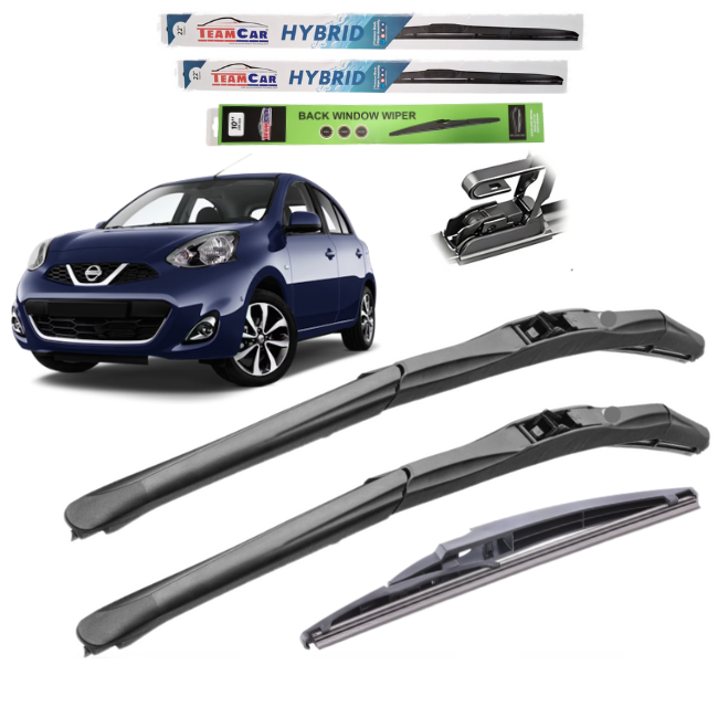 Ștergătoare Nissan Micra K13 (2010–2016) TeamCar® – Set Complet Hybrid