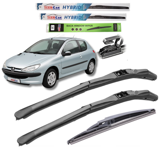 Wipers Peugeot 206 (1998–2012) Hatchback (3 doors) – Complete Hybrid Set