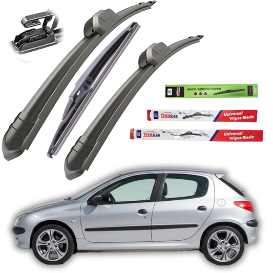 Wipers Peugeot 206 (1998–2012) Hatchback (5 doors) – Complete Flat Set