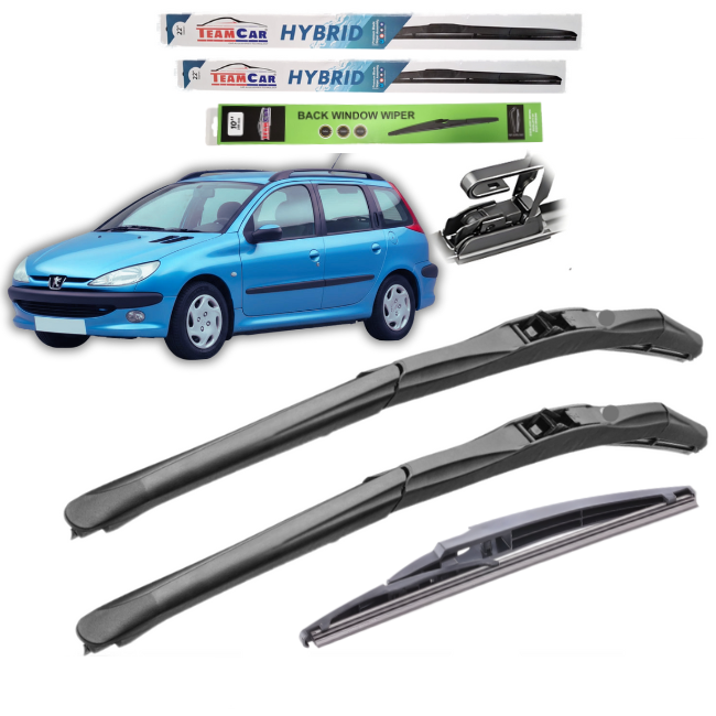 Scheibenwischer Peugeot 206 (1998–2012) SW (Kombi) – Komplettes Hybrid-Set