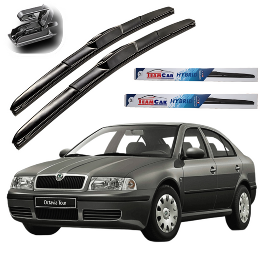 Car wipers and car wipes with a Skoda Octavia Tour (1996–2004) on a white background