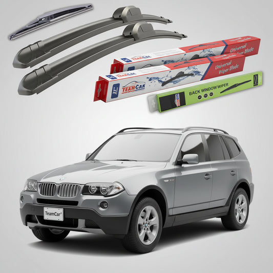 Ștergătoare TeamCar® pentru BMW X3 (E83) 2004–2010 – Set Față și Spate Flat