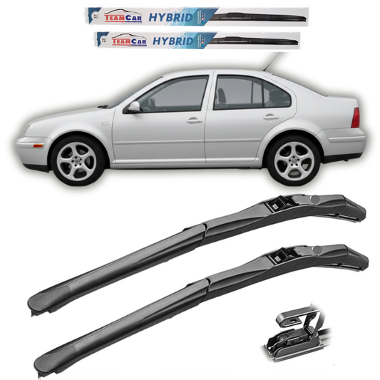 Car wiper blades with a Volkswagen Bora (Jetta Mk4) in the background and 'Team Car' branding.