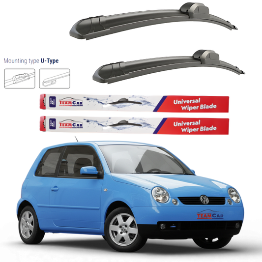 Two car wiper blades and two TeamCar wiper blades with a blue car on a white background.
