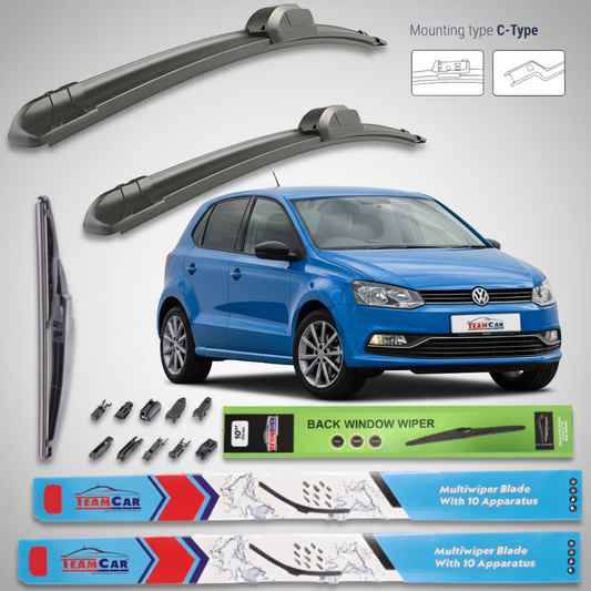 Ștergătoare Volkswagen Polo 6R1/6C1 5 Uși (2009–2017) Flat | Set Complet – TeamCar®