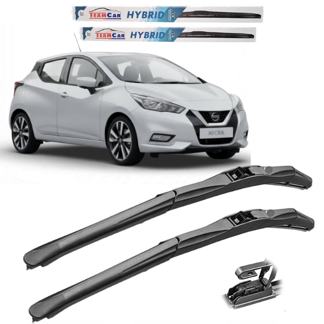 Ștergătoare Nissan Micra K14 (2017–2023) TeamCar® – Set față Hybrid