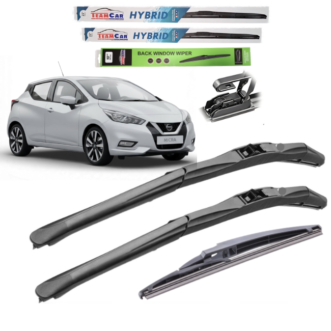 Ștergătoare Nissan Micra K14 (2017–2023) TeamCar® – Set Complet Hybrid
