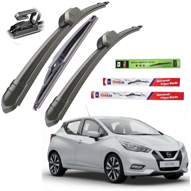 Ștergătoare Nissan Micra K14 (2017–2023) TeamCar® – Set Complet Flat