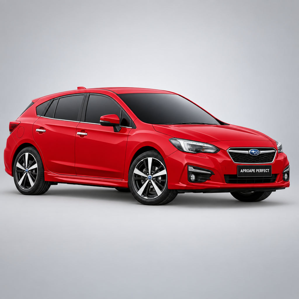 Subaru Impreza V Hatchback GT roșu pe fundal gri.
