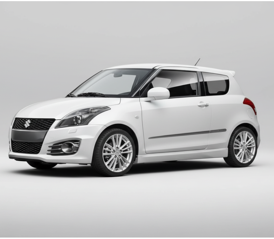 White Suzuki Swift V (FZ/NZ, 2010–2017) on a white background
