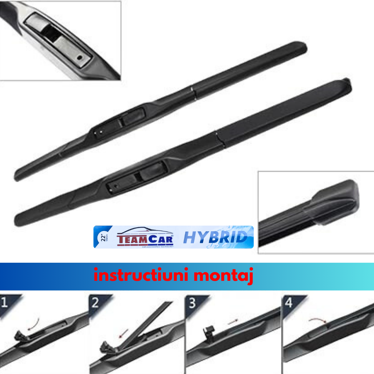 Ștergătoare TeamCar® Dacia Logan I (2004–2012) – Hybrid - Set față