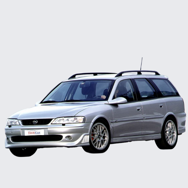 Silver station wagon Opel Vectra B Caravan (1996–2002) on a white background