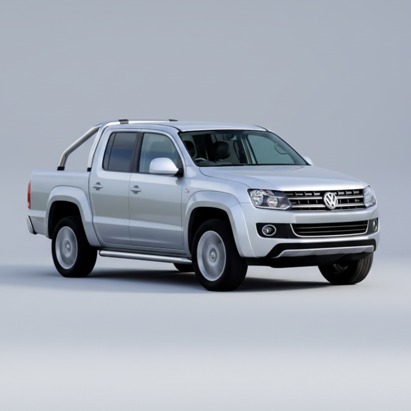 Silver Volkswagen Amarok (2H) PICK-UP
 truck on a white background