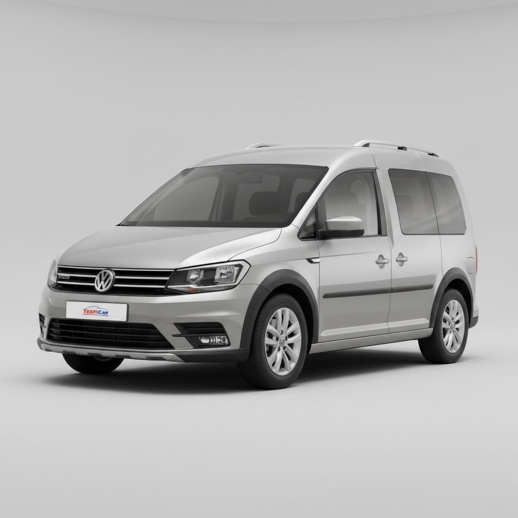 Silver Volkswagen Caddy III Kombi 2010–2015 on a white background