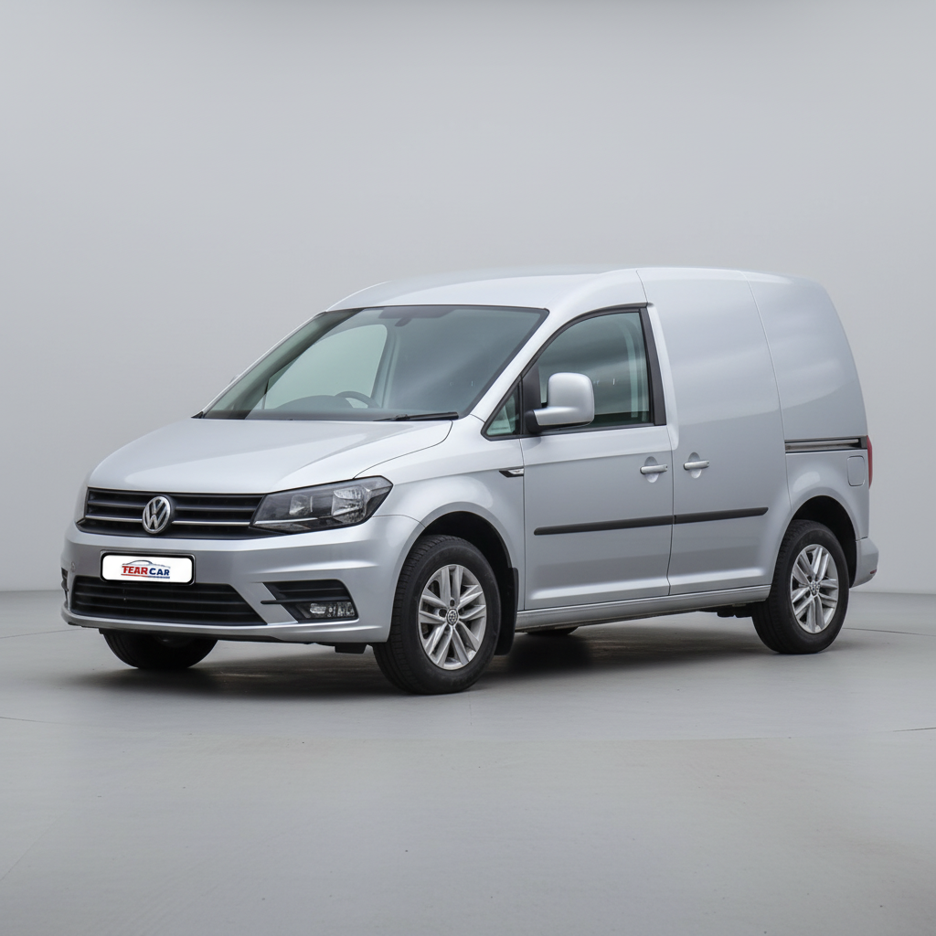 Silver Volkswagen Caddy III Panel Van (GP) 2010–2015 on a white background