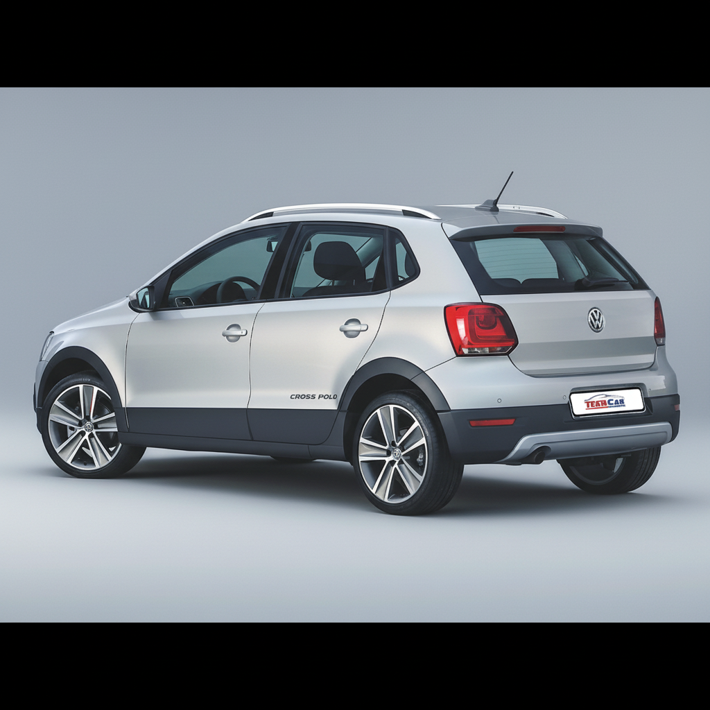Silver Volkswagen CrossPolo (2010-2014) car on a white background