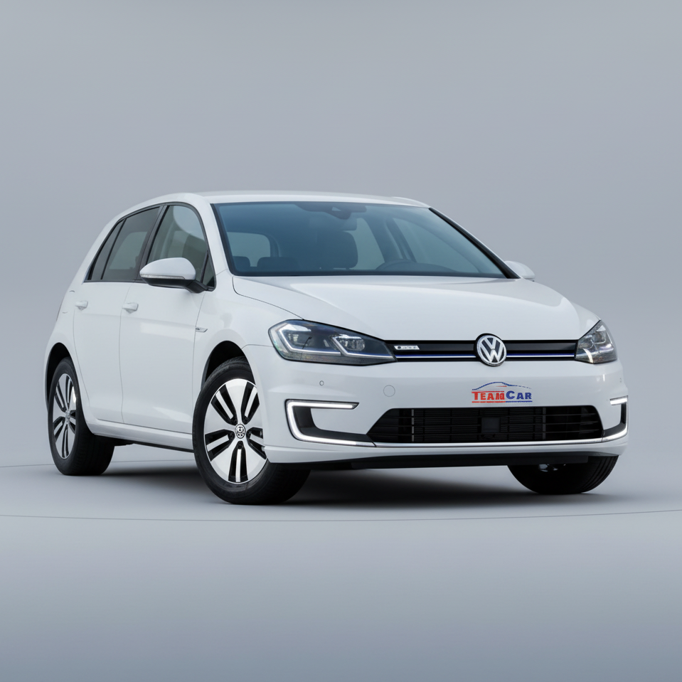 White Volkswagen E-Golf 2014-2020 car on a white background