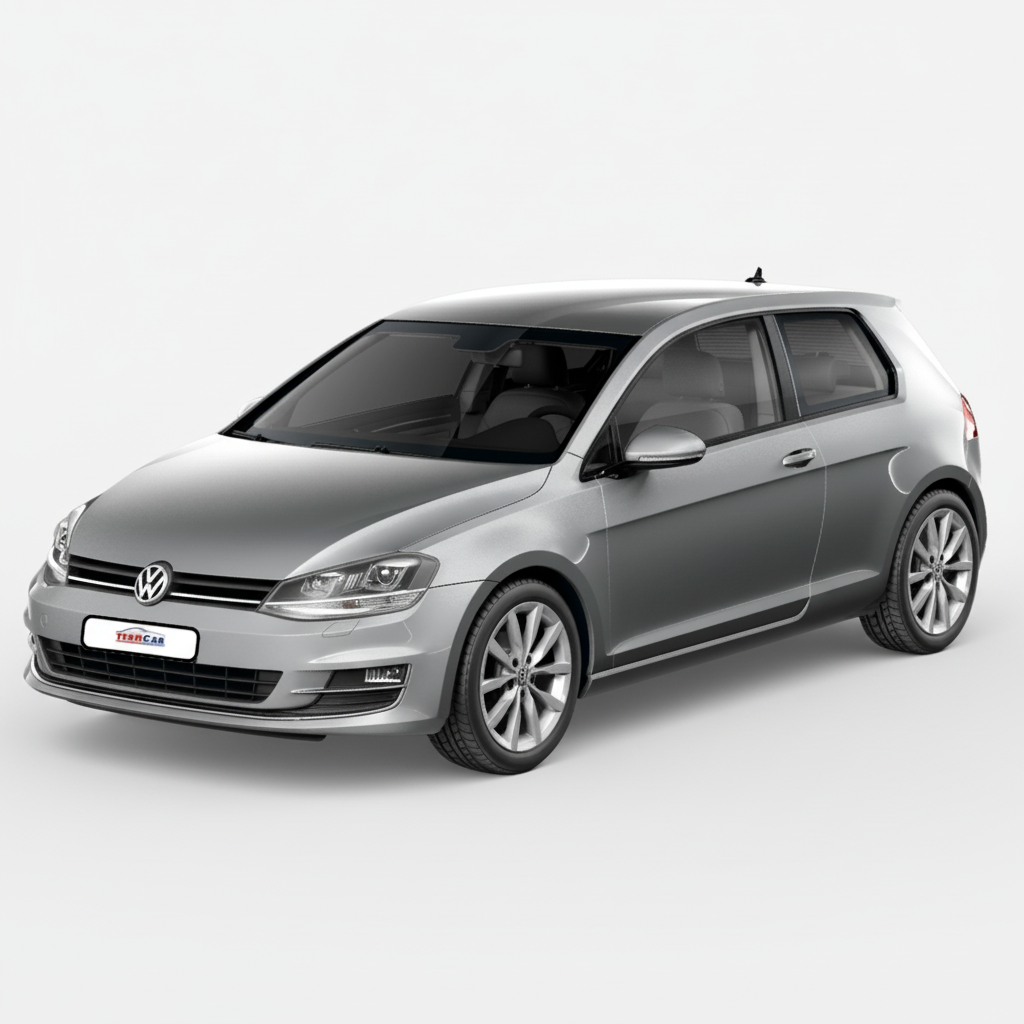 Silver Volkswagen Golf 7 / Mk7 3 uși (2012–2019) car on a white background