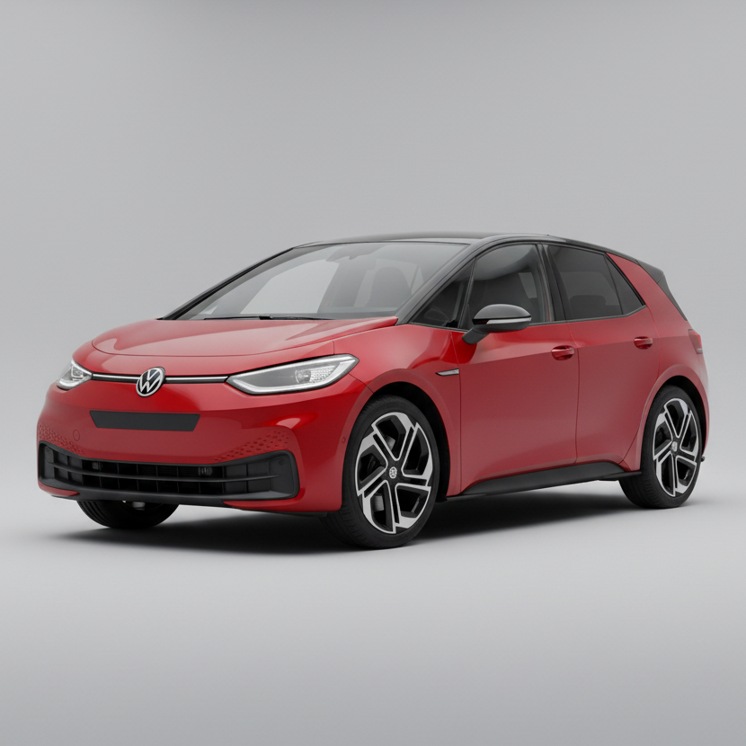 Red Volkswagen ID 3 (E11) 2019-2025 car on a white background