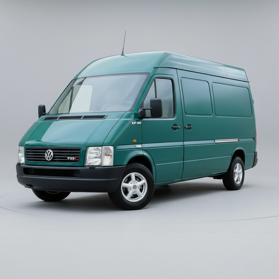 Green Volkswagen LT (2D, 2H) 1996-2006 van on a white background
