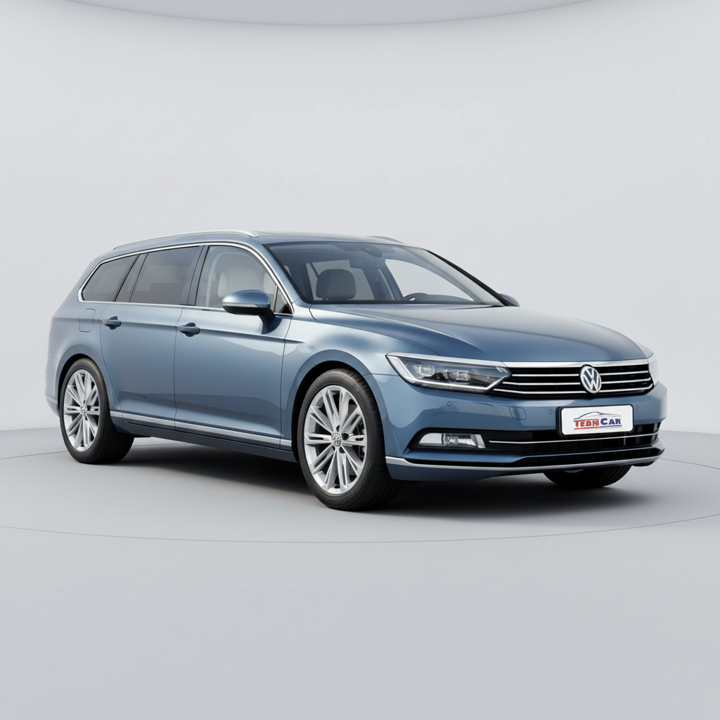 Blue Volkswagen Passat B8 Variant 2014–2023 car on a white background