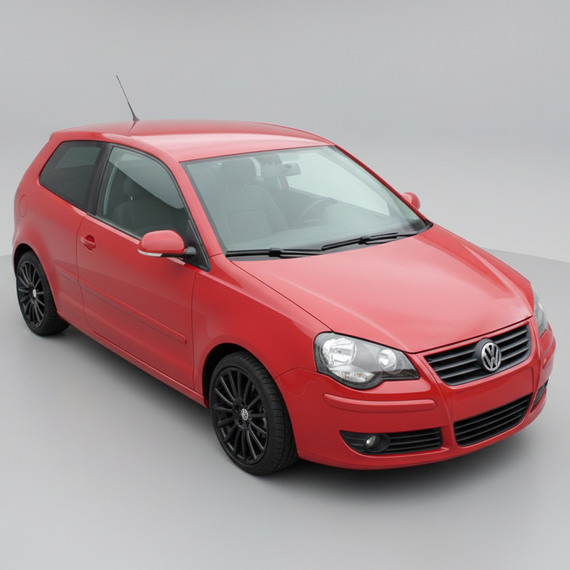 Red Volkswagen car on a white background